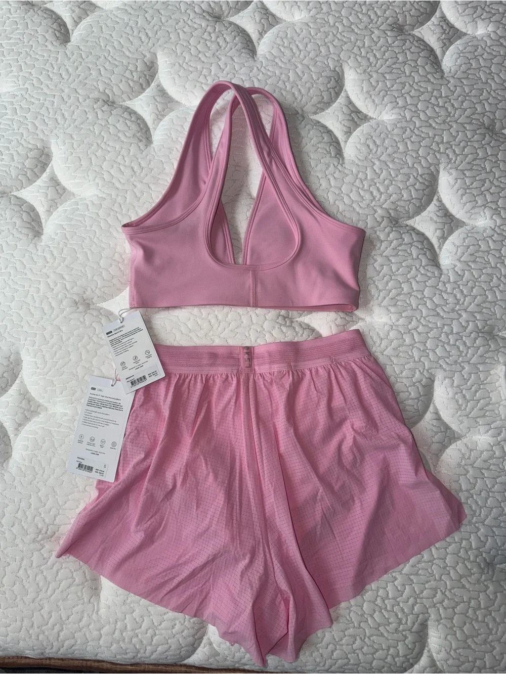 LSKD Women's Pink Rose Active Bra & Shorts Set